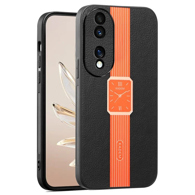 KADEM For Honor 70 Pro 5G / 70 Pro+ 5G Case Leather+TPU+Acrylic Watch Pattern Back Cover