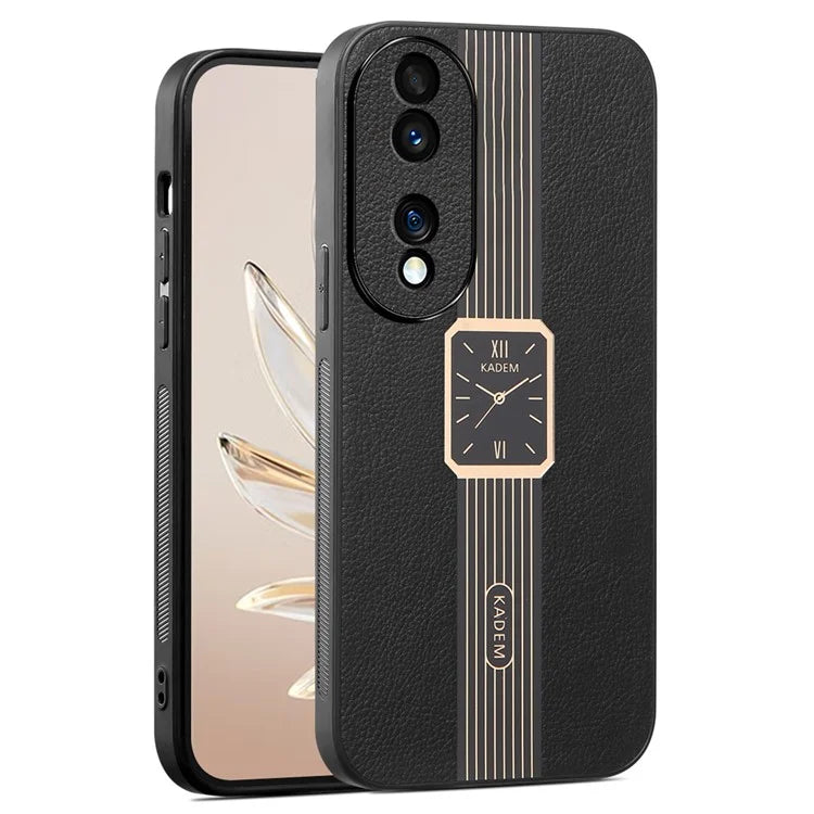 KADEM For Honor 70 Pro 5G / 70 Pro+ 5G Case Leather+TPU+Acrylic Watch Pattern Back Cover