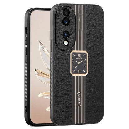 KADEM For Honor 70 Pro 5G / 70 Pro+ 5G Case Leather+TPU+Acrylic Watch Pattern Back Cover