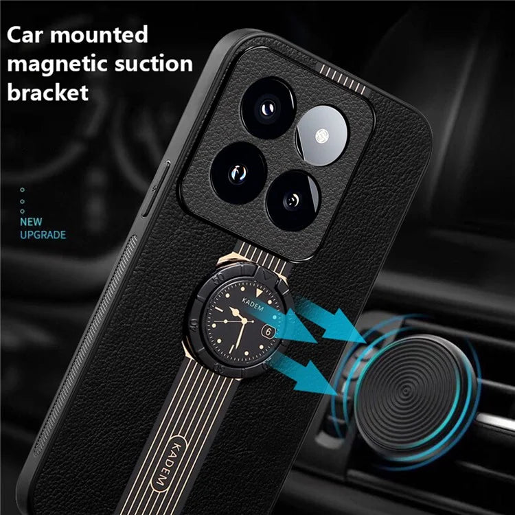 KADEM For Xiaomi 14 Pro Case PU Leather Coated Acrylic+TPU Phone Kickstand Cover