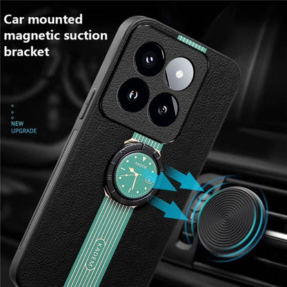 KADEM For Xiaomi 14 Pro Case PU Leather Coated Acrylic+TPU Phone Kickstand Cover