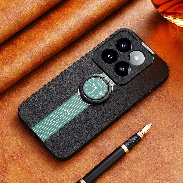 KADEM For Xiaomi 14 Pro Case PU Leather Coated Acrylic+TPU Phone Kickstand Cover