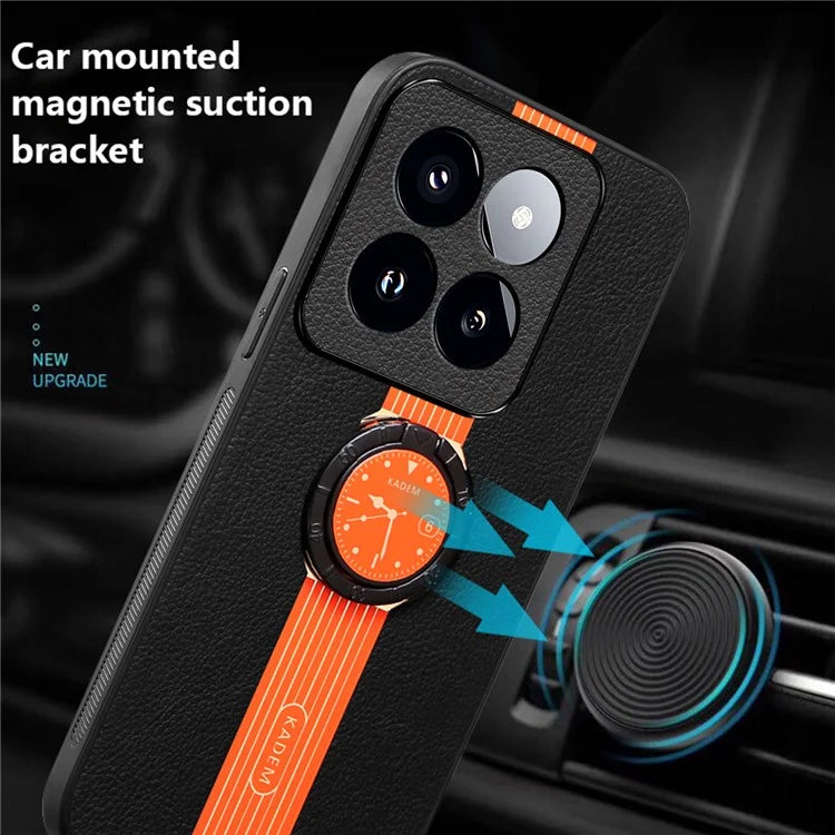 KADEM For Xiaomi 14 Pro Case PU Leather Coated Acrylic+TPU Phone Kickstand Cover
