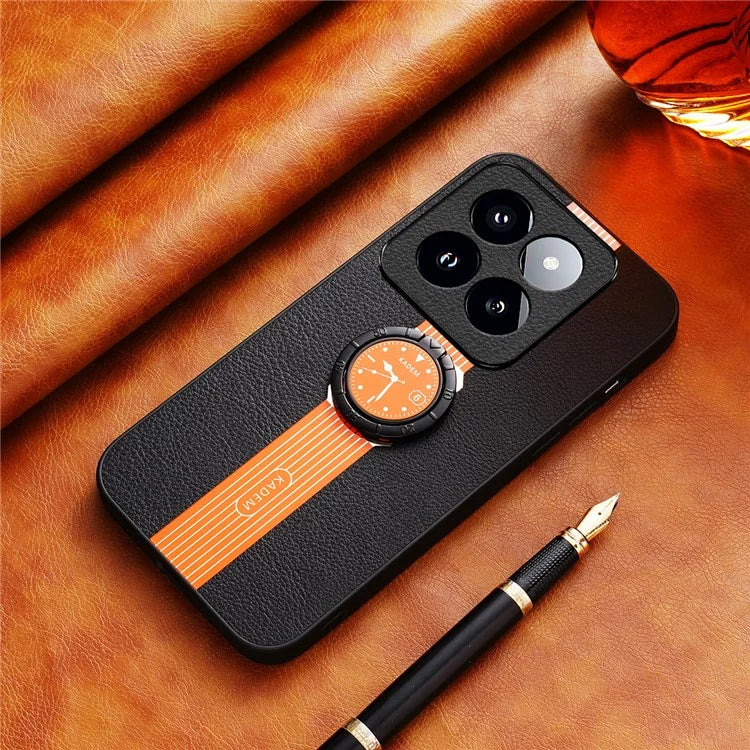 KADEM For Xiaomi 14 Pro Case PU Leather Coated Acrylic+TPU Phone Kickstand Cover