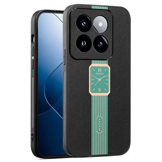 KADEM For Xiaomi 14 Pro Case Electroplating Anti-shock Leather+Acrylic+TPU Phone Cover