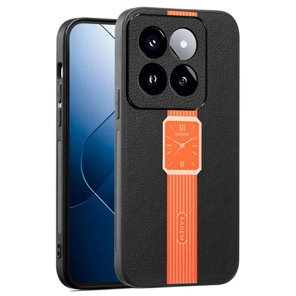 KADEM For Xiaomi 14 Pro Case Electroplating Anti-shock Leather+Acrylic+TPU Phone Cover
