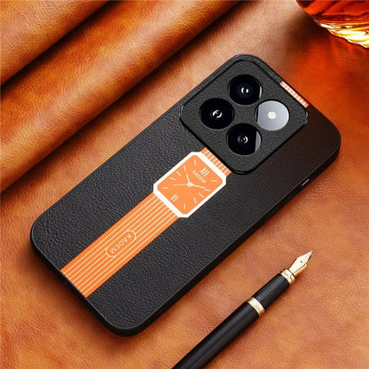 KADEM For Xiaomi 14 Pro Case Electroplating Anti-shock Leather+Acrylic+TPU Phone Cover