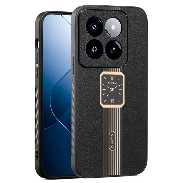 KADEM For Xiaomi 14 Pro Case Electroplating Anti-shock Leather+Acrylic+TPU Phone Cover