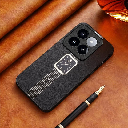 KADEM For Xiaomi 14 Pro Case Electroplating Anti-shock Leather+Acrylic+TPU Phone Cover