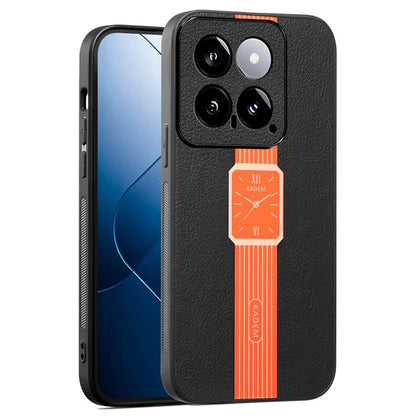KADEM For Xiaomi 14 Case Watch Pattern Leather+Acrylic+TPU Phone Protective Cover