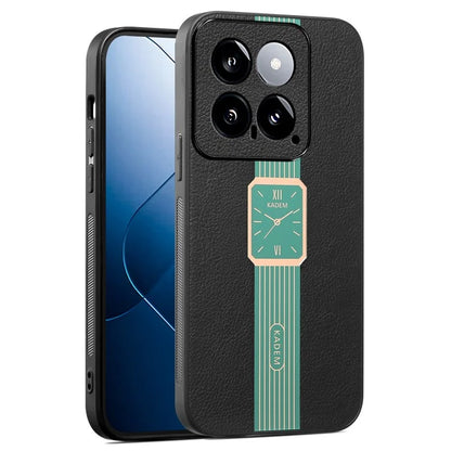 KADEM For Xiaomi 14 Case Watch Pattern Leather+Acrylic+TPU Phone Protective Cover