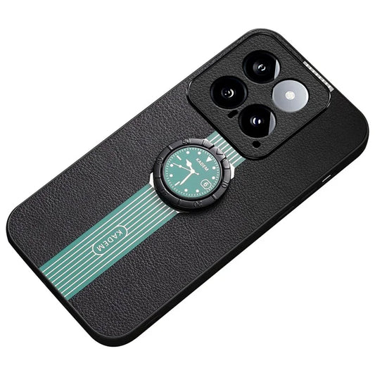 KADEM For Xiaomi 14 Cover Watch Pattern PU Leather Coated Phone Case with Ring Kickstand