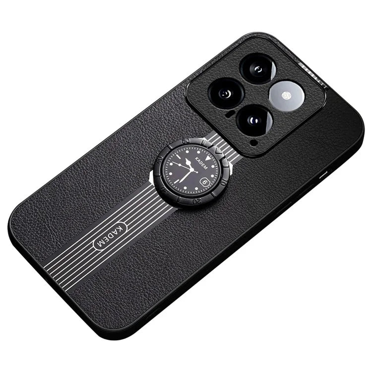 KADEM For Xiaomi 14 Cover Watch Pattern PU Leather Coated Phone Case with Ring Kickstand