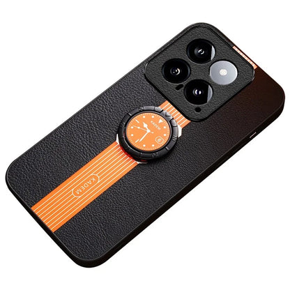 KADEM For Xiaomi 14 Cover Watch Pattern PU Leather Coated Phone Case with Ring Kickstand