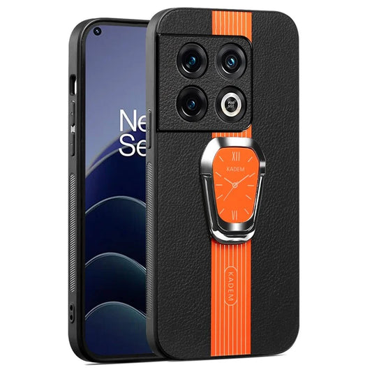 KADEM For OnePlus 10 Pro 5G Cover Shockproof TPU+Acrylic Phone Case with Leather Coating