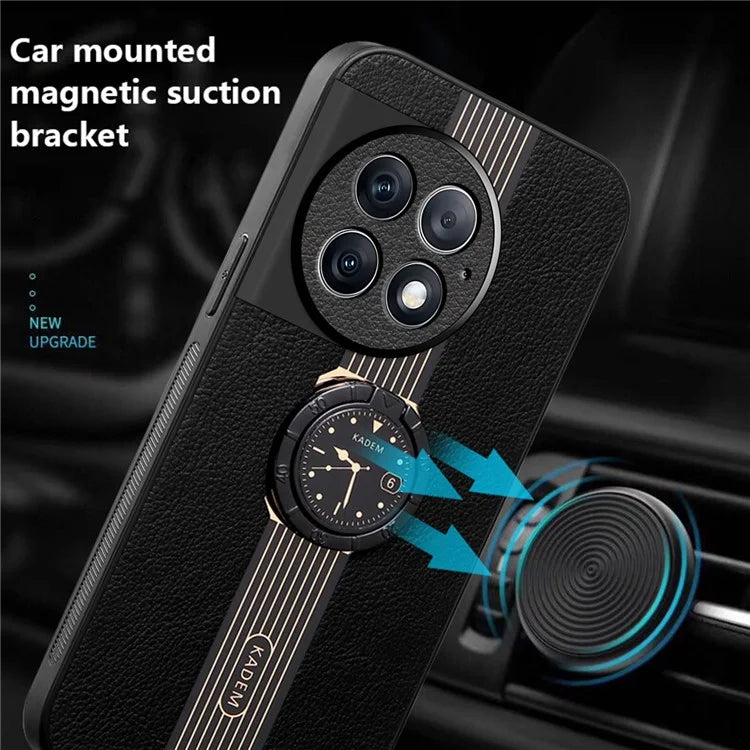 KADEM For OnePlus Ace 2 Pro 5G Case Ring Kickstand Electroplating Leather Coated Phone Cover
