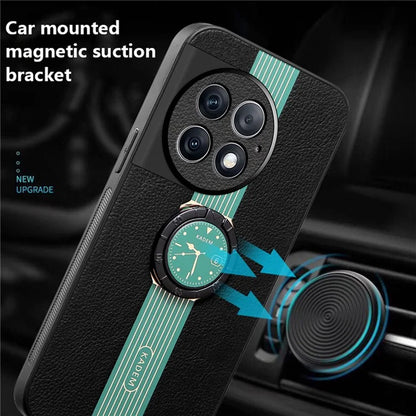 KADEM For OnePlus Ace 2 Pro 5G Case Ring Kickstand Electroplating Leather Coated Phone Cover