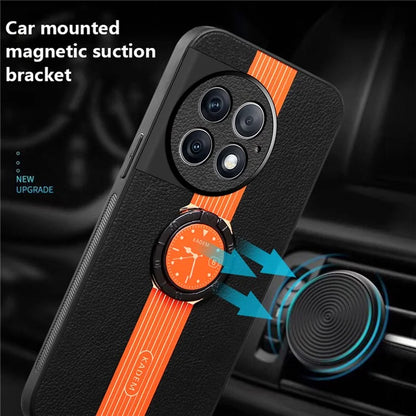 KADEM For OnePlus Ace 2 Pro 5G Case Ring Kickstand Electroplating Leather Coated Phone Cover