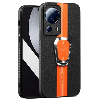 KADEM For Xiaomi 13 Lite / Civi 2 5G Cover Magnetic Car Mount PU Leather+TPU+Acrylic Phone Case