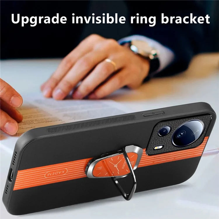 KADEM For Xiaomi 13 Lite / Civi 2 5G Cover Magnetic Car Mount PU Leather+TPU+Acrylic Phone Case