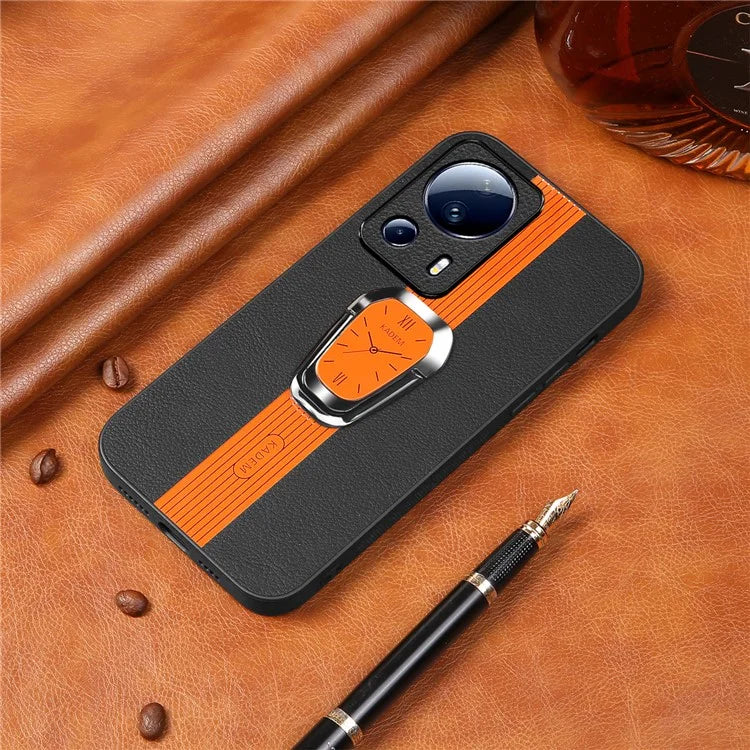 KADEM For Xiaomi 13 Lite / Civi 2 5G Cover Magnetic Car Mount PU Leather+TPU+Acrylic Phone Case