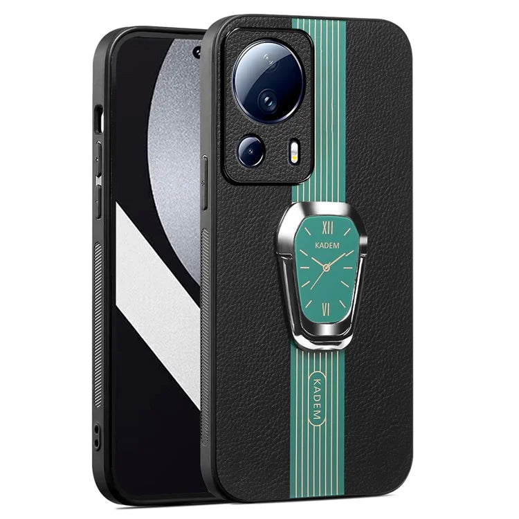 KADEM For Xiaomi 13 Lite / Civi 2 5G Cover Magnetic Car Mount PU Leather+TPU+Acrylic Phone Case