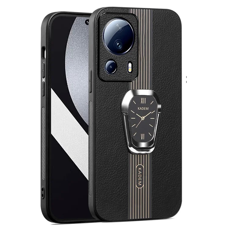 KADEM For Xiaomi 13 Lite / Civi 2 5G Cover Magnetic Car Mount PU Leather+TPU+Acrylic Phone Case
