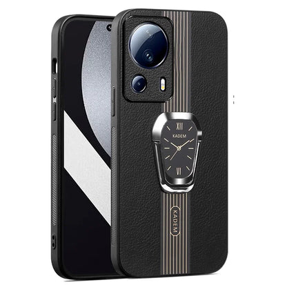 KADEM For Xiaomi 13 Lite / Civi 2 5G Cover Magnetic Car Mount PU Leather+TPU+Acrylic Phone Case