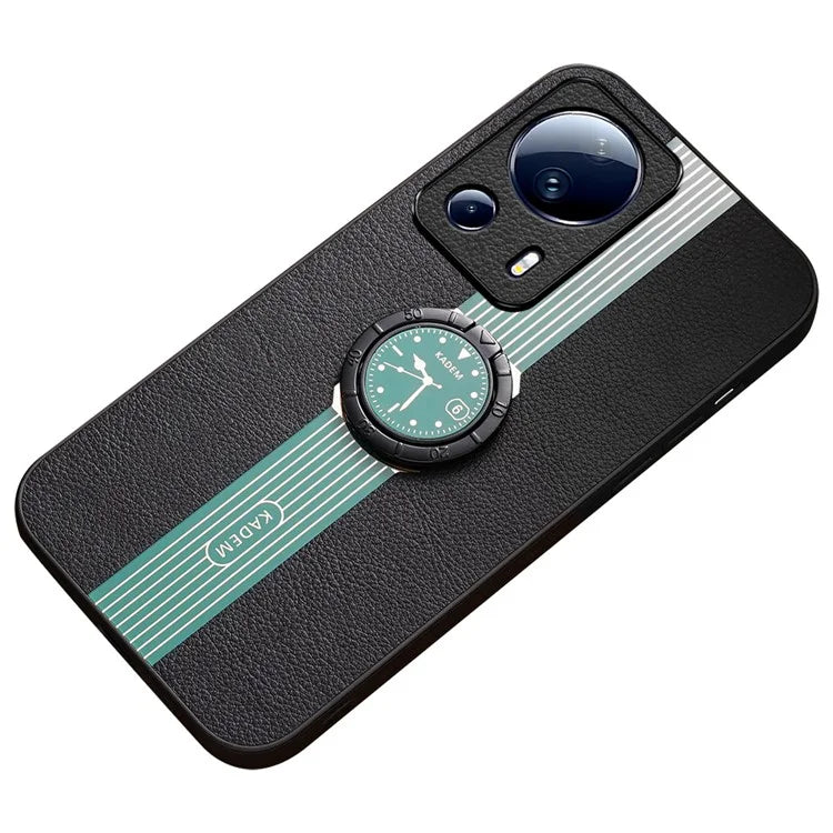 KADEM For Xiaomi 13 Lite / Civi 2 5G Case Ring Kickstand Leather+Acrylic+TPU Watch Pattern Cover