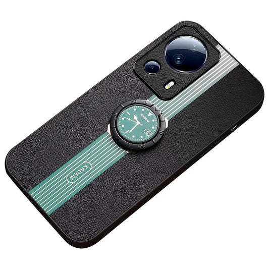 KADEM For Xiaomi 13 Lite / Civi 2 5G Case Ring Kickstand Leather+Acrylic+TPU Watch Pattern Cover