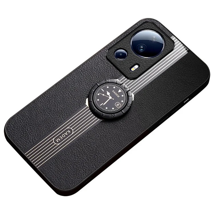 KADEM For Xiaomi 13 Lite / Civi 2 5G Case Ring Kickstand Leather+Acrylic+TPU Watch Pattern Cover