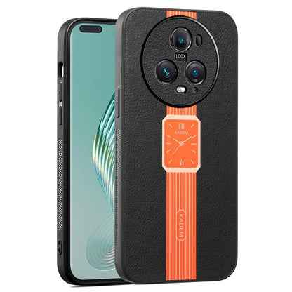 KADEM For Honor Magic5 Pro Case PU Leather Coating TPU+Acrylic Phone Back Cover