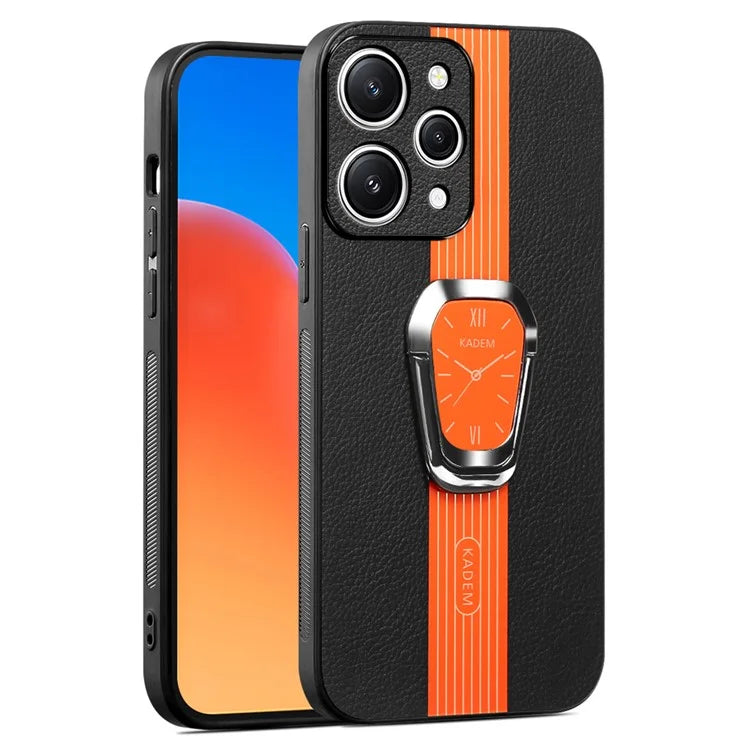 KADEM For Xiaomi Redmi 12 4G Cell Phone Cases Leather+TPU+Acrylic Anti-drop Kickstand Cover