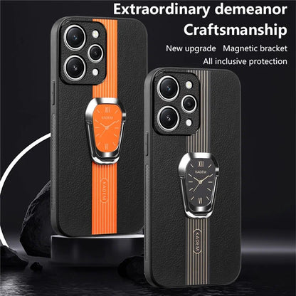 KADEM For Xiaomi Redmi 12 4G Cell Phone Cases Leather+TPU+Acrylic Anti-drop Kickstand Cover