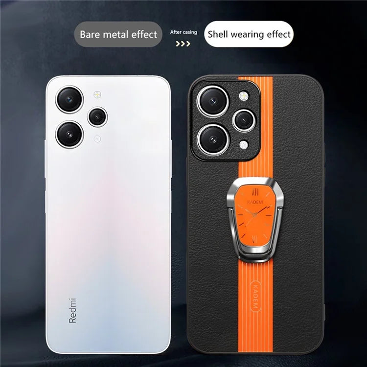 KADEM For Xiaomi Redmi 12 4G Cell Phone Cases Leather+TPU+Acrylic Anti-drop Kickstand Cover