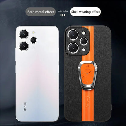 KADEM For Xiaomi Redmi 12 4G Cell Phone Cases Leather+TPU+Acrylic Anti-drop Kickstand Cover