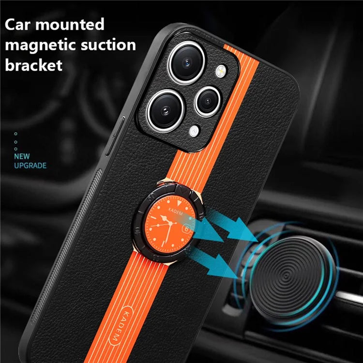 KADEM For Xiaomi Redmi 12 4G Cell Phone Cases Ring Kickstand Leather Coated Protective Cover