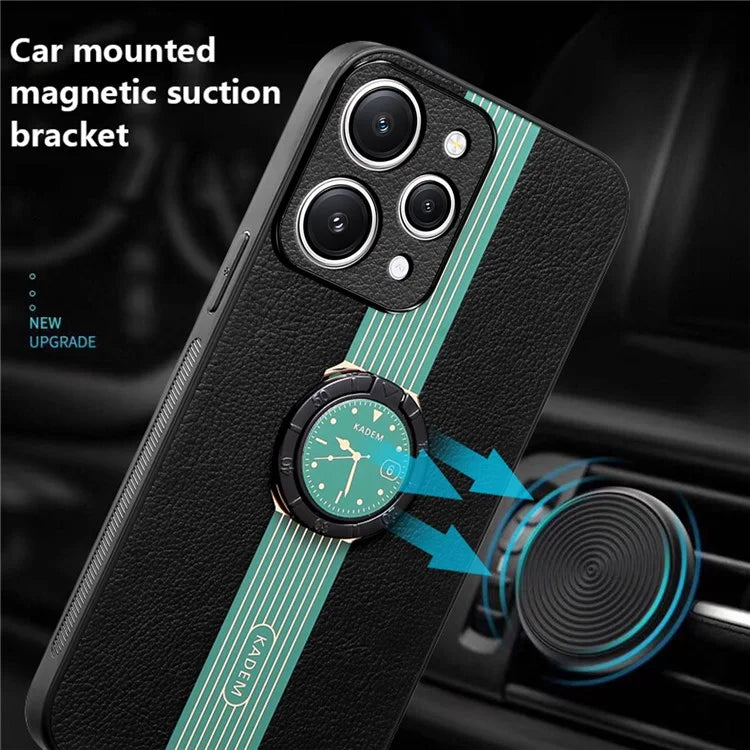 KADEM For Xiaomi Redmi 12 4G Cell Phone Cases Ring Kickstand Leather Coated Protective Cover