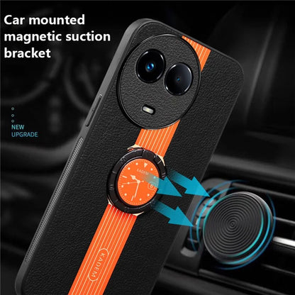 KADEM For Realme 11 5G (Global) / 11x 5G / Narzo 60 5G Case Ring Kickstand PU+TPU+Acrylic Slim Phone Cover