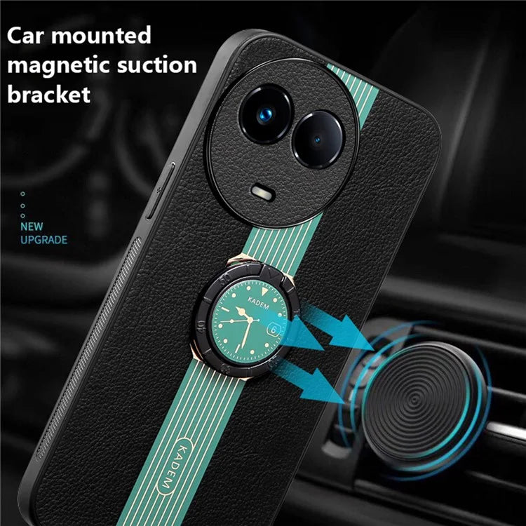 KADEM For Realme 11 5G (Global) / 11x 5G / Narzo 60 5G Case Ring Kickstand PU+TPU+Acrylic Slim Phone Cover