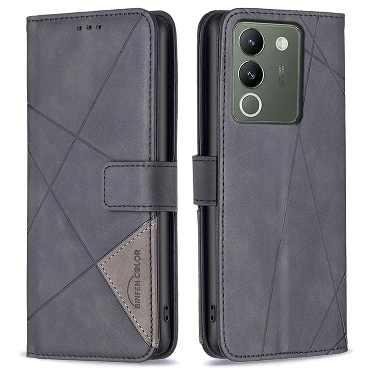 BINFEN COLOR BF05 For vivo Y200 (India) 5G Case Imprinted Wallet Shockproof PU Leather Phone Shell