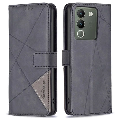 BINFEN COLOR BF05 For vivo Y200 (India) 5G Case Imprinted Wallet Shockproof PU Leather Phone Shell