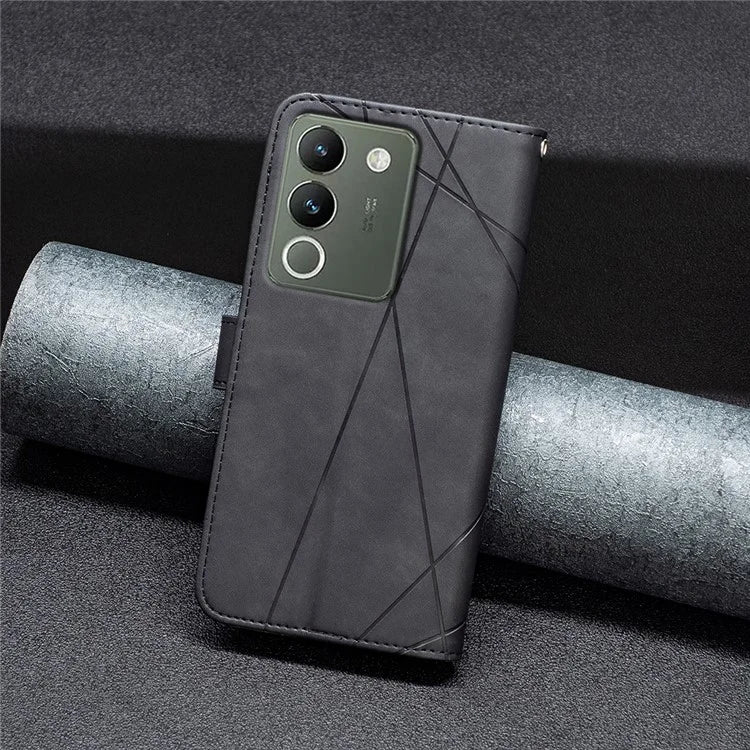 BINFEN COLOR BF05 For vivo Y200 (India) 5G Case Imprinted Wallet Shockproof PU Leather Phone Shell