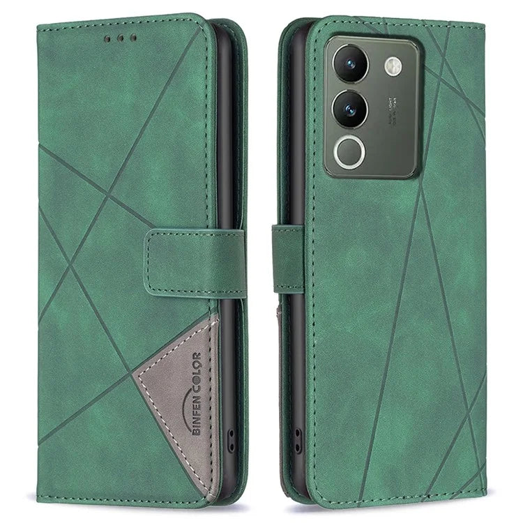 BINFEN COLOR BF05 For vivo Y200 (India) 5G Case Imprinted Wallet Shockproof PU Leather Phone Shell