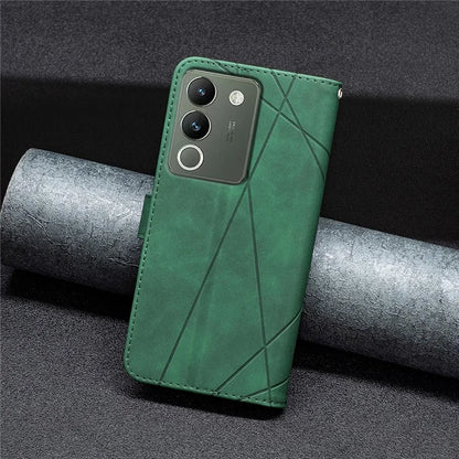 BINFEN COLOR BF05 For vivo Y200 (India) 5G Case Imprinted Wallet Shockproof PU Leather Phone Shell