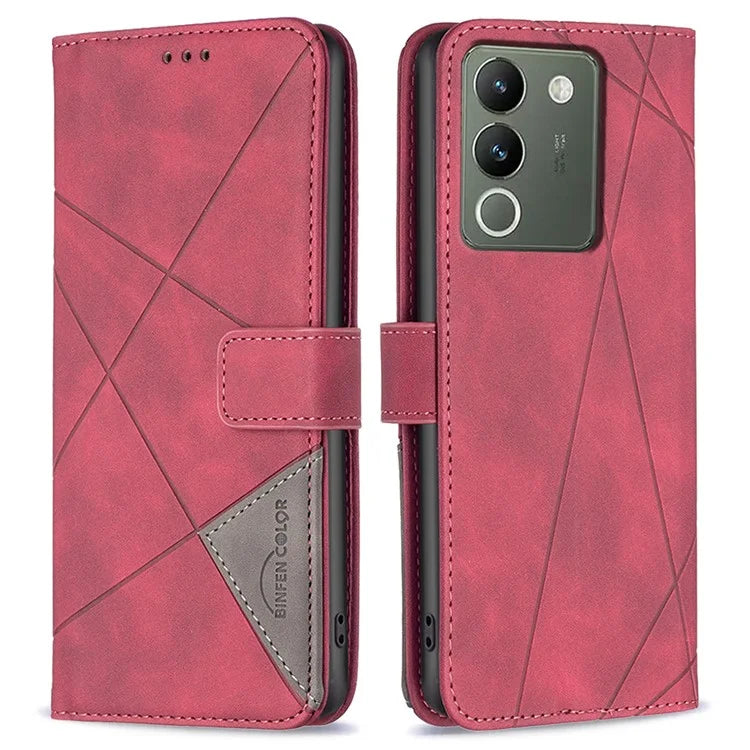 BINFEN COLOR BF05 For vivo Y200 (India) 5G Case Imprinted Wallet Shockproof PU Leather Phone Shell