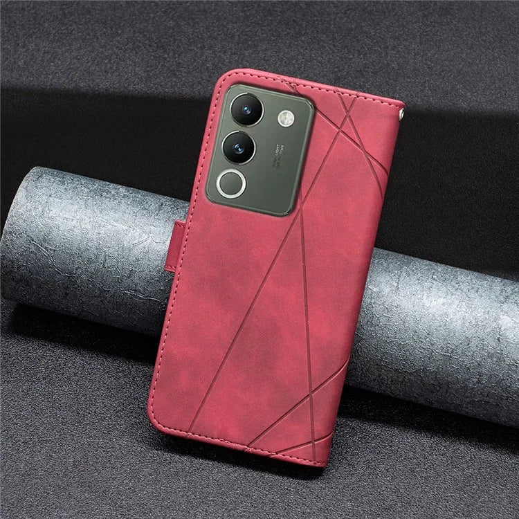 BINFEN COLOR BF05 For vivo Y200 (India) 5G Case Imprinted Wallet Shockproof PU Leather Phone Shell