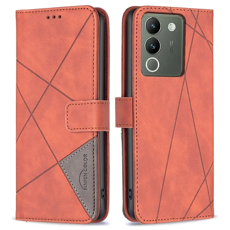 BINFEN COLOR BF05 For vivo Y200 (India) 5G Case Imprinted Wallet Shockproof PU Leather Phone Shell