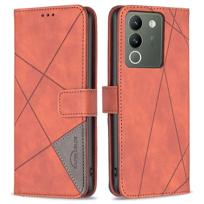 BINFEN COLOR BF05 For vivo Y200 (India) 5G Case Imprinted Wallet Shockproof PU Leather Phone Shell