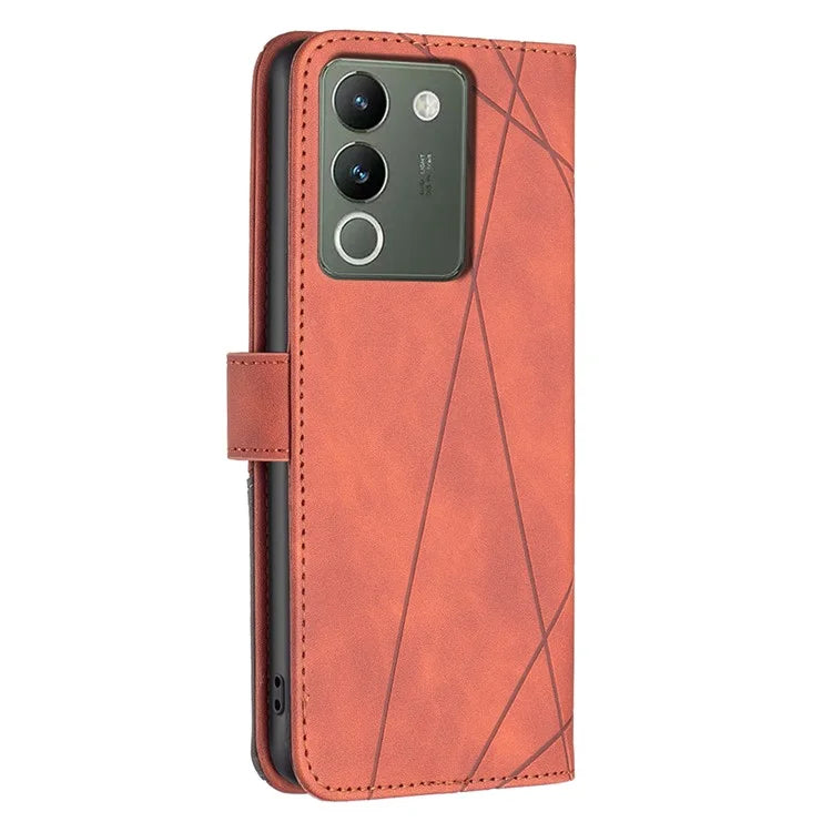 BINFEN COLOR BF05 For vivo Y200 (India) 5G Case Imprinted Wallet Shockproof PU Leather Phone Shell